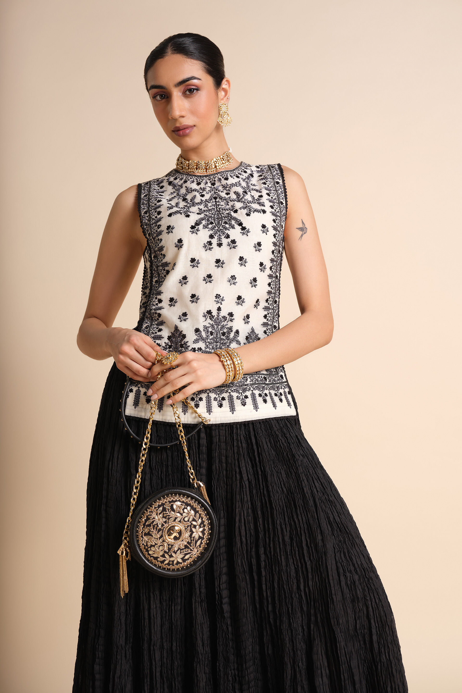 Sawsan Embroidered Skirt Set - White, White, image 11